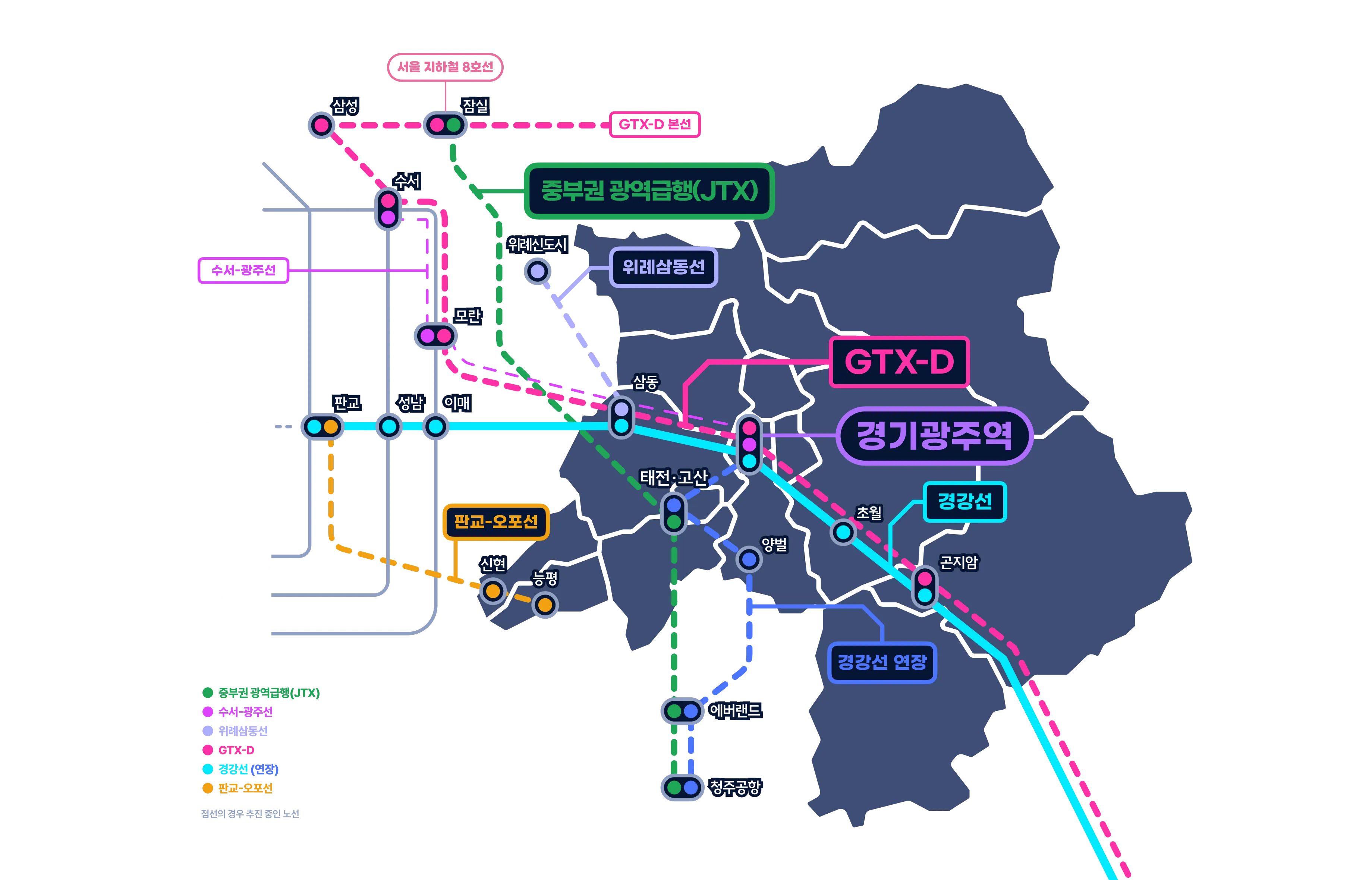 2030 경기광주역 중심 철도시대 노선도